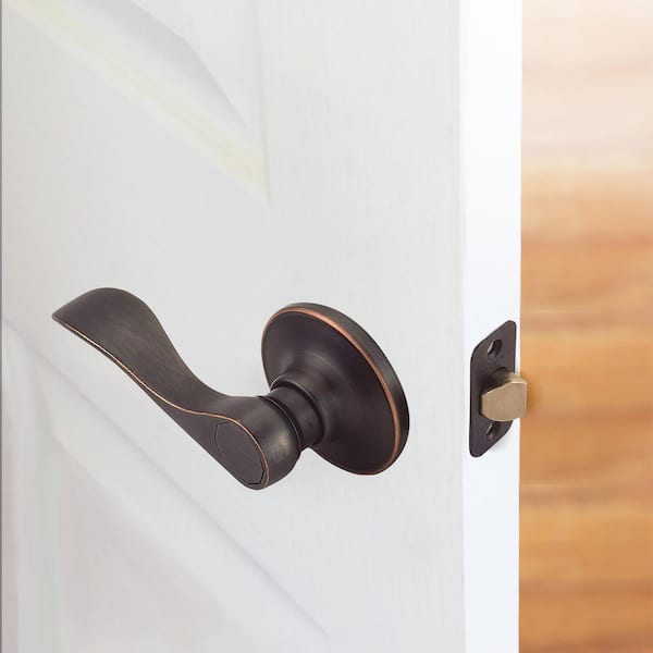 Moquin Passage Door Lever – Wave Design, Oil-Rubbed Bronze, Reversible For Closet Or Hallway Doors