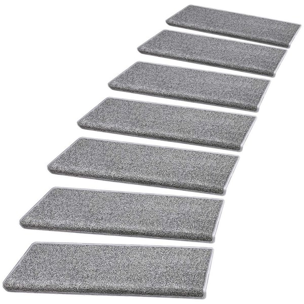 Grey 9.5 in. x 30 in. Polypropylene Stair Tread Cover Set of 14