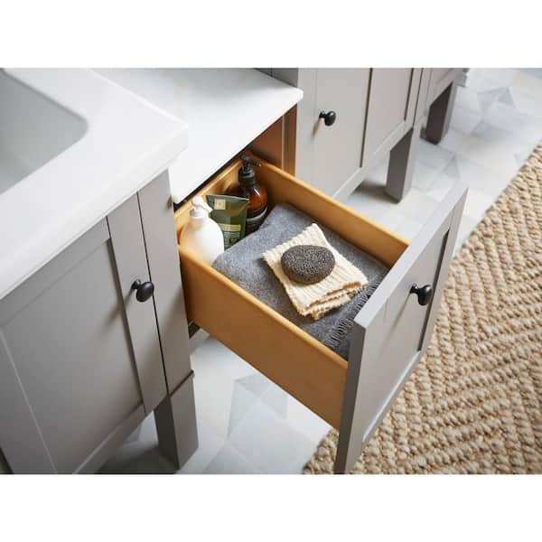 KOHLER Chambly 12.125in. Single Sink Freestanding Mohair Grey Bath Vanity with Stone Stone Top Unassembled