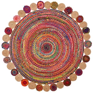 Cape Cod Red/Multi 10 ft. x 10 ft. Round Circles Border Area Rug