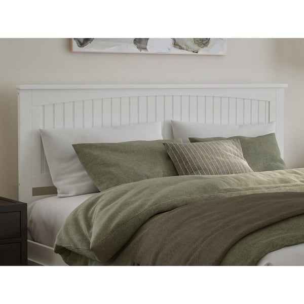 Nantucket White King Solid Wood Universal Headboard with Attachable Turbo Device Charger