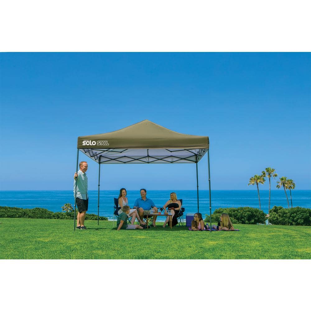 Olive Green 10' x 10' Steel Pop-Up Canopy
