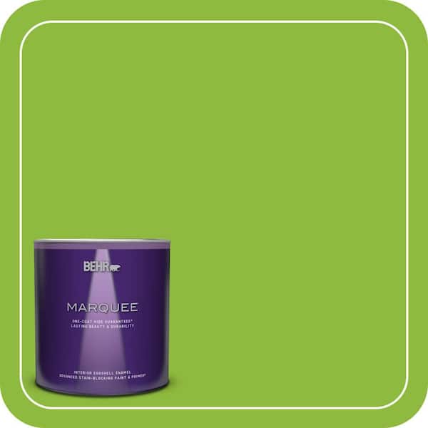 BEHR MARQUEE 1 qt. #S-G-420 Limeade Eggshell Enamel Interior Paint & Primer