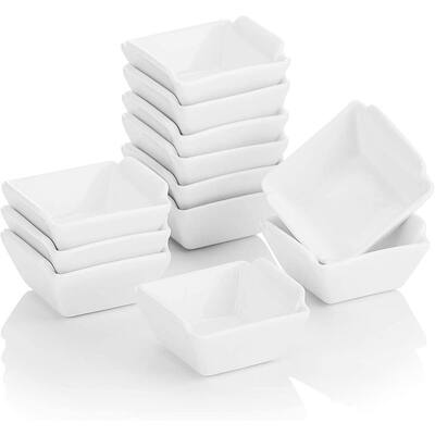 2.5 in. Porcelain White Ramekins Souffle Dishes Serving Bowls(Set of 12)