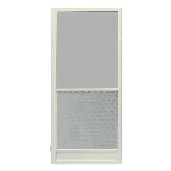 Unique Home Designs 36 in. x 80 in. Riviera Powder-coat Navajo White Outswing Metal Hinged Screen Door