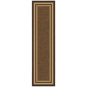 Ottohome Collection Non-Slip Rubberback Bordered Design 3x10 Indoor Runner Rug, 2 ft. 7 in. x 9 ft. 10 in., Dark Brown