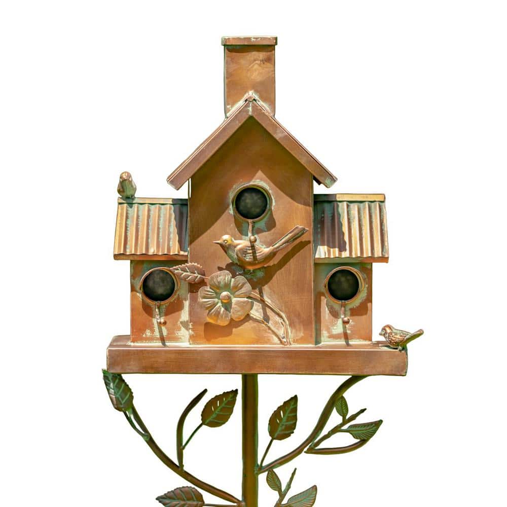 Zaer Ltd. International 75 in. Tall Copper Birdhouse Stake With Tall