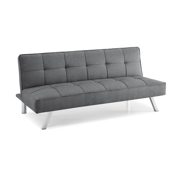 Serta Calgiri 66.1 in. Grey Fabric 3-Seater Armless Convertible Tuxedo Sofa