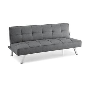 Calgiri 66.1 in. Grey Fabric 3-Seater Armless Convertible Tuxedo Sofa
