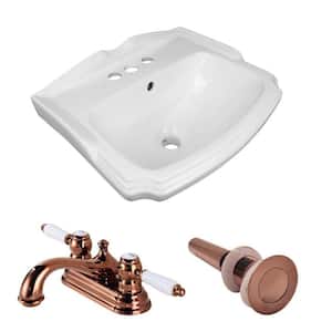 Cloakroom 19" W Small White Wall Mount Bathroom Sink Porcelain Basin, Backsplash, 4" Centerset Faucet, Drain and Bracket