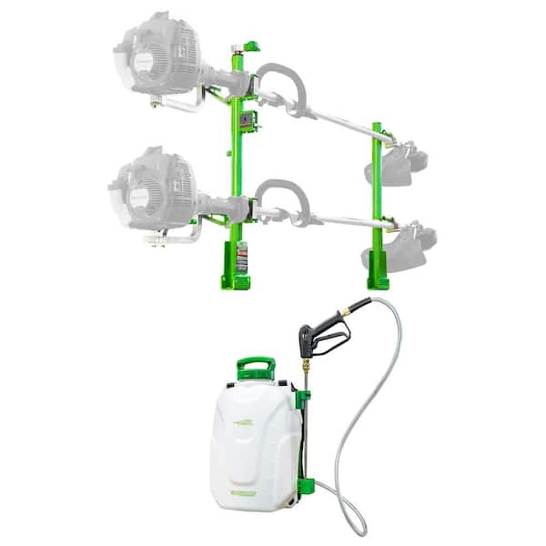 Unbranded 2-Position Trimmer Rack and Strom Electric Backpack Sprayer