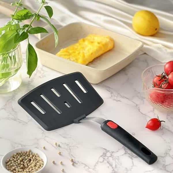 Red Silicone Slotted Wide Spatula Turner for Cooking Flipping Baking Pancake Egg Fish Dishwasher Safe Nonstick