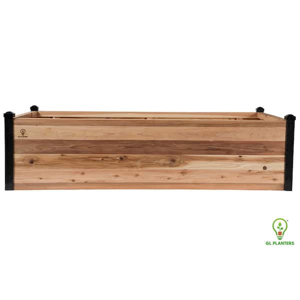 GL PLANTERS 72 in. x 36 in. x 18 in. Raised Elevated Natural Cedar Wood Garden Bed Planter GFRP Corners High Quality Heavy Duty