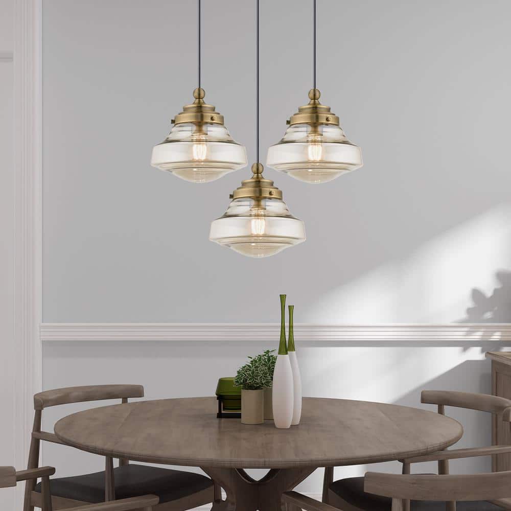 Antique Brass Mini Pendant with Champagne Glass Shade