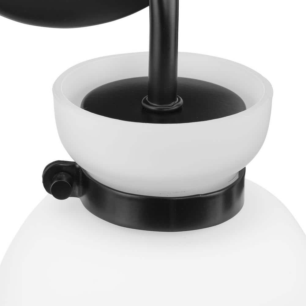 Lexie Matte Black Steel Vanity Light with Opal Glass Shade
