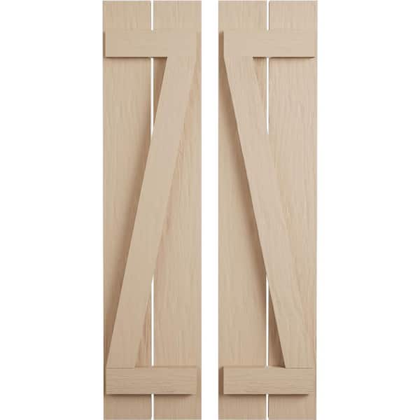 Ekena Millwork 11.5 in. x 70 in. Timberthane Polyurethane 2-Board Spaced Board-n-Batten Rough Sawn Faux Wood Shutters w/Z-Board Pair