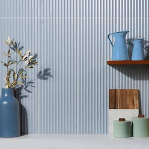 Linear Denim Blue 11.41 in. x 35.37 in. Matte Ceramic Wall Tile (14.42 sq. ft. / Case)