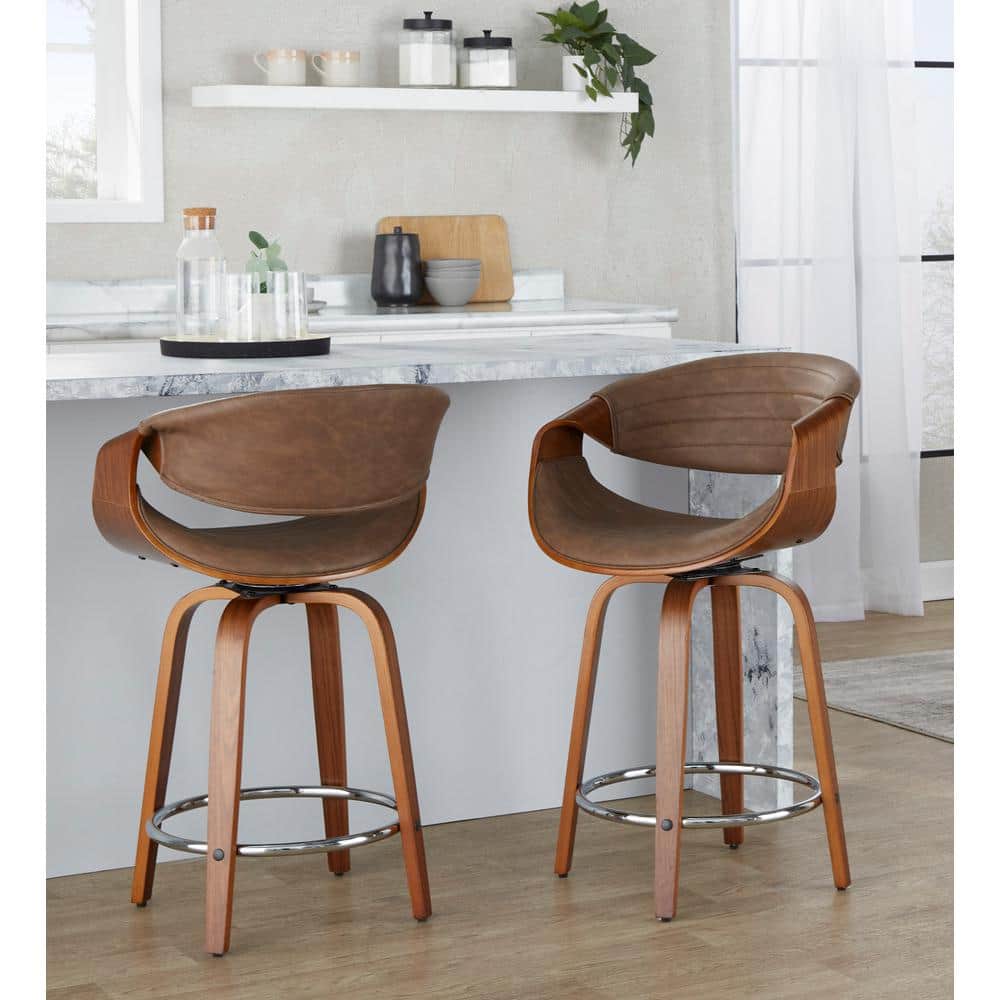 Counter Height Bar Swivel Stool Short Back Counter Stools