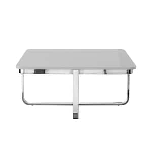 35.4 in. Light Gray Square Wood Coffee Table with Storage