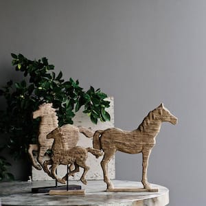 19.5 in. Natural Resin Horse Decorative Sculpture
