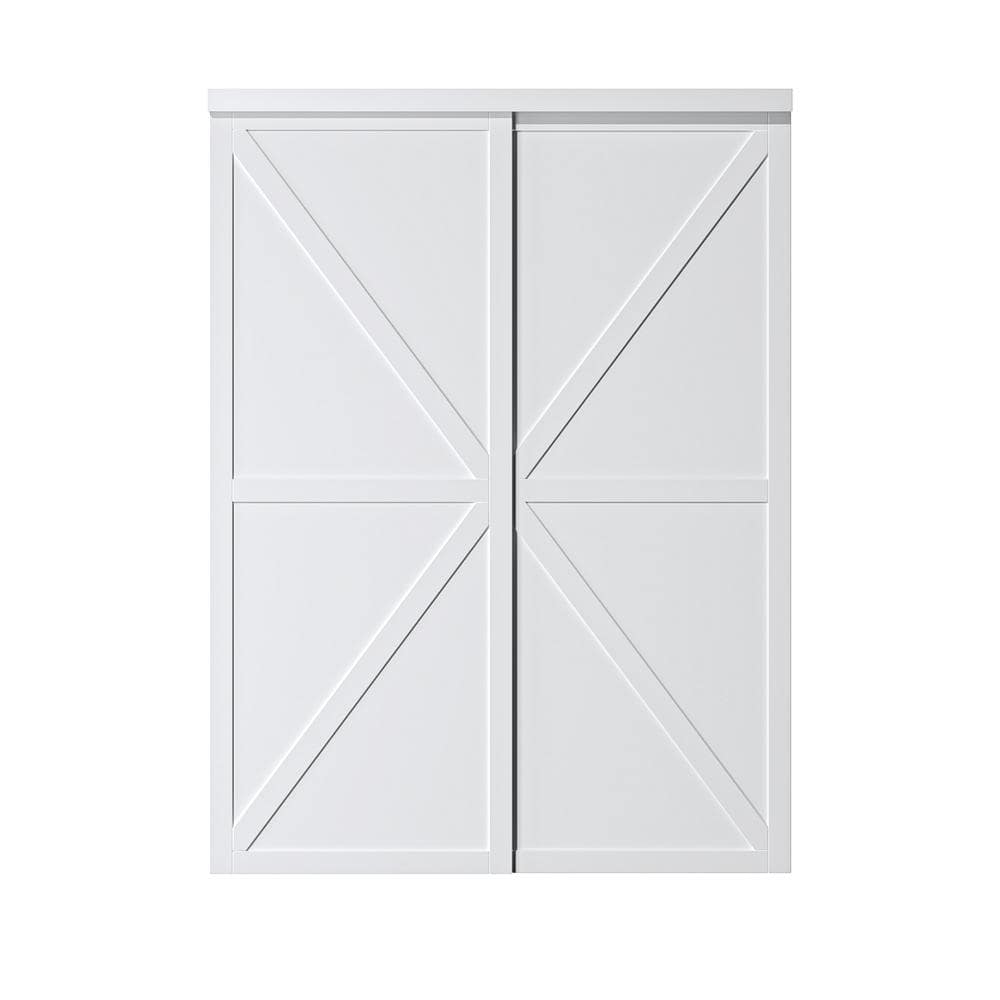 White MDF K Shape Sliding Closet Door with Hardware Kit