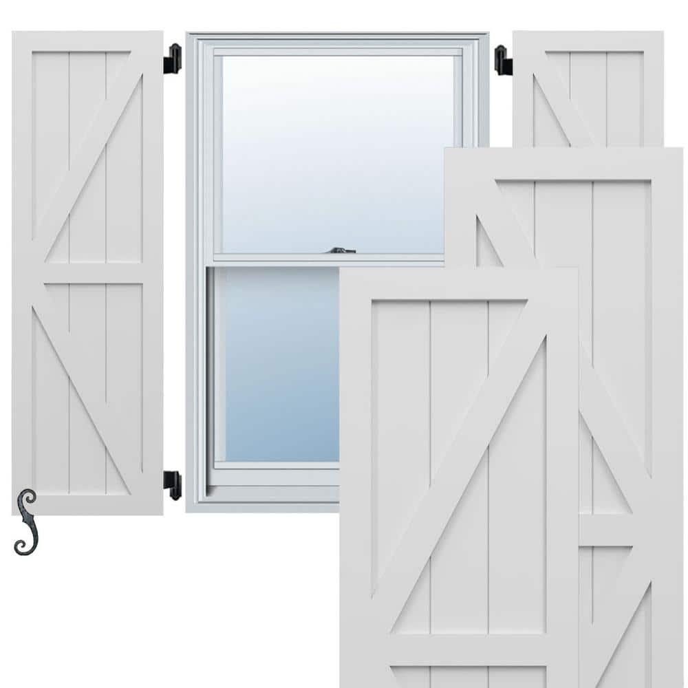 EnduraCore Two Equal Panel Farmhouse 15-in W x 45-in H Board and Batten Composite Shutters Pair in White price history on PriceWatchPro