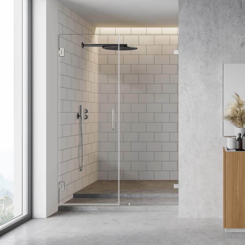 52" W x 74" H Frameless Chrome Glass Shower Door