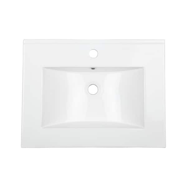 24 In W X 18 D Vanity Sink Top, White Vanity With White Top