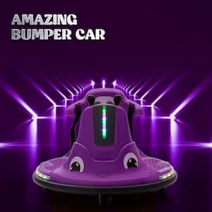 12-Volt Kids Ride on Electric Bumper Car with Remote Control and LED Light, Purple