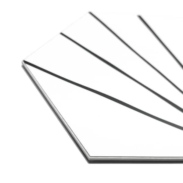Art Deco Hexagon 6 in. x 7 in. White Peel and Stick Backsplash Stone Composite Wall Tile (45-Tiles, 9.9 sq. ft.)