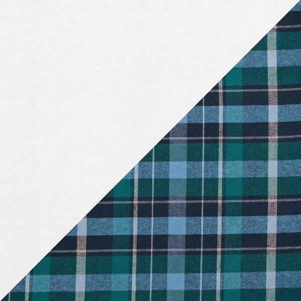 Hunter Green and Dark Navy Plaid Cotton Flannel Fabric