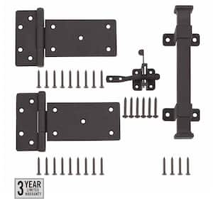 Matte Black Rust Defender Decorative Gate Hinge and Pull Set