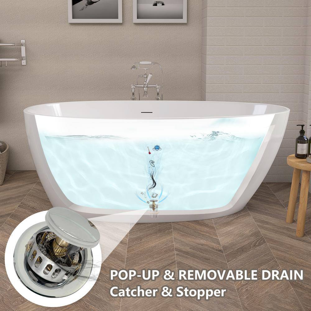 59'' x 29.5'' Freestanding Soaking Acrylic Bathtub