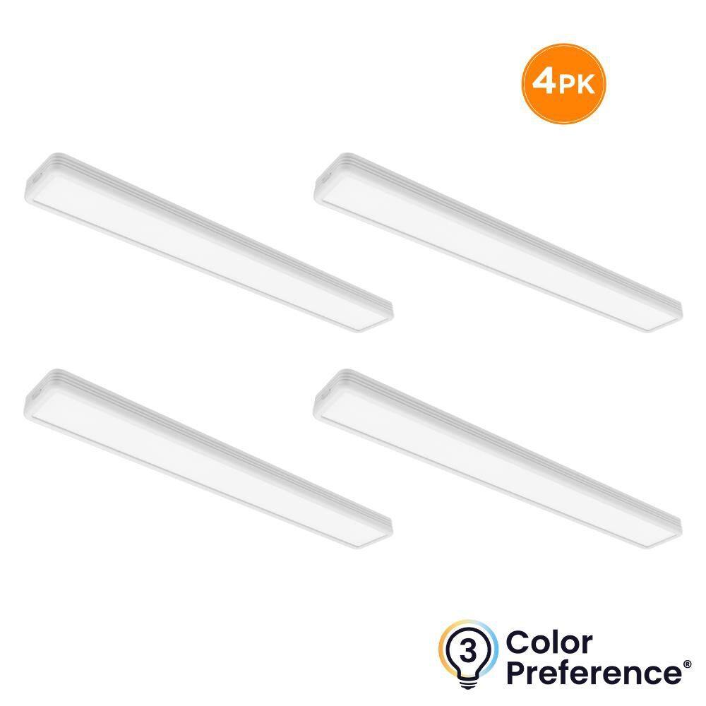 WELLEN 46 in. x 6 in. White Ribbed Deco Trim LED Flush Mount 3200lm 120V 3000K 4000K 5000K Dimmable Kitchen Light 4-Pack price history on PriceWatchPro