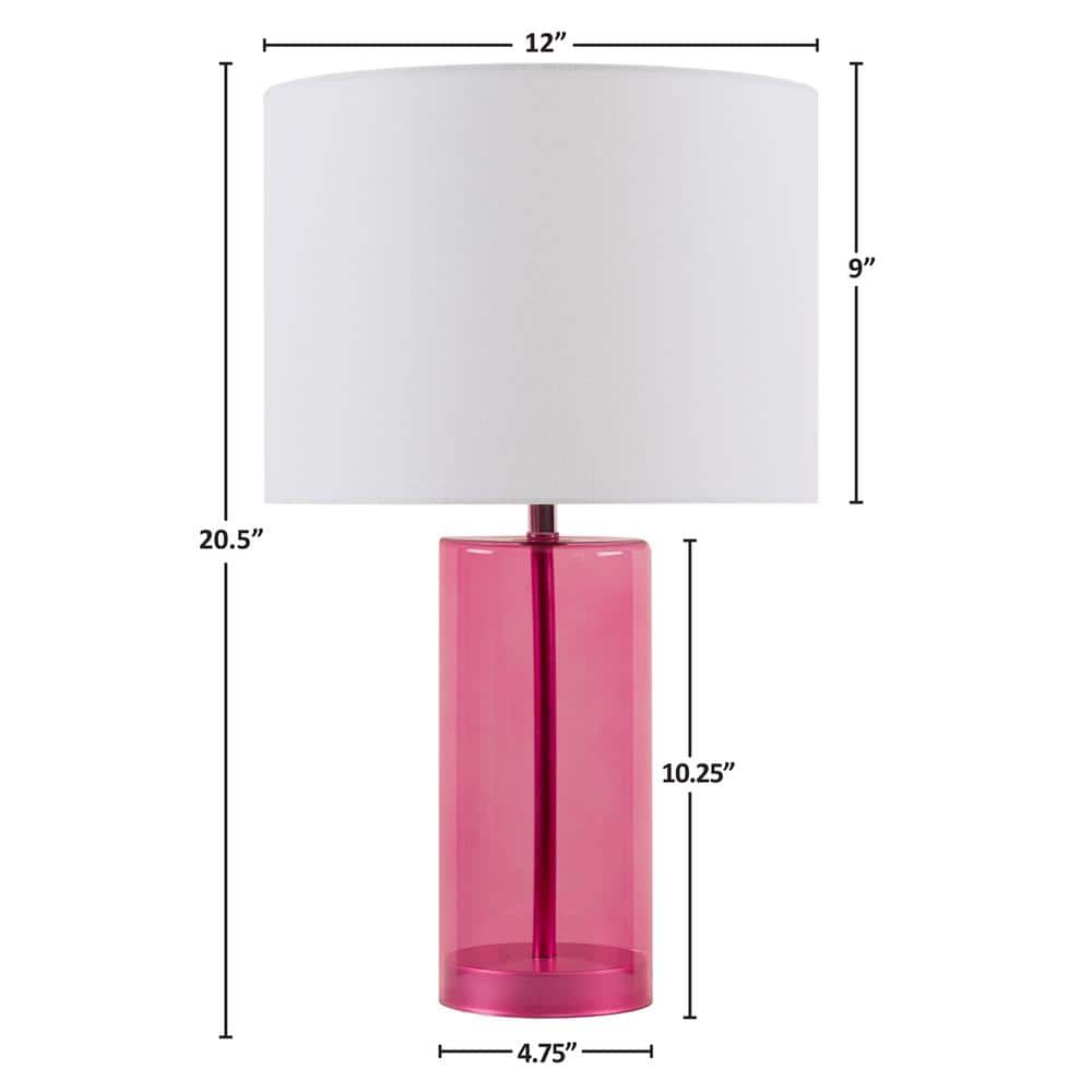 Neonova Pink Glass Table Lamp with White Shade