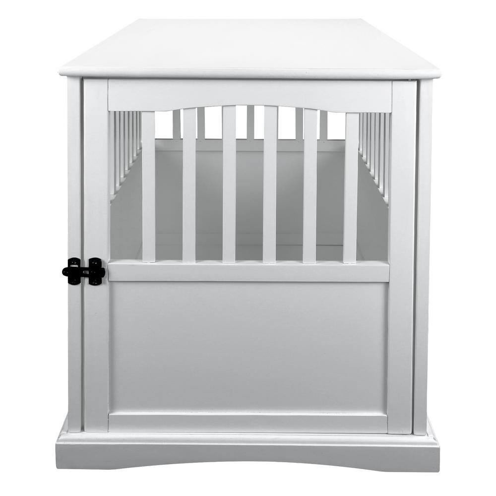 Large White Solid Wood Pet Crate End Table