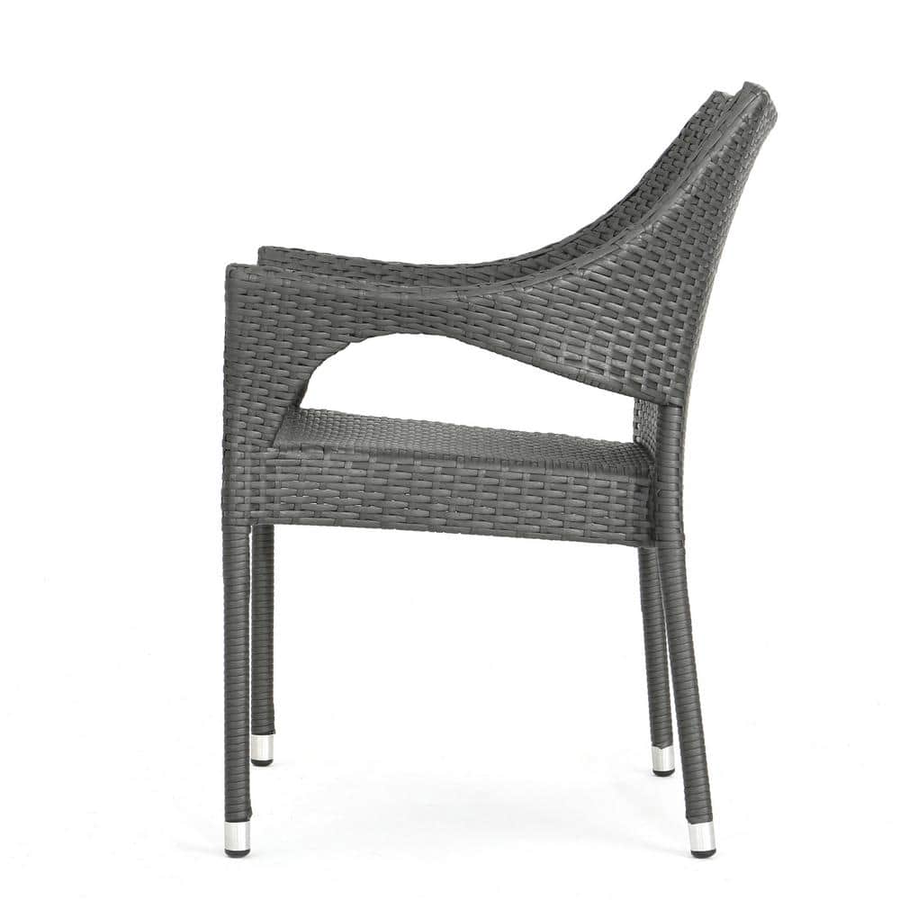 Noble House Clement Gray 3-Piece Wood and Plastic Outdoor Bistro Set - 2