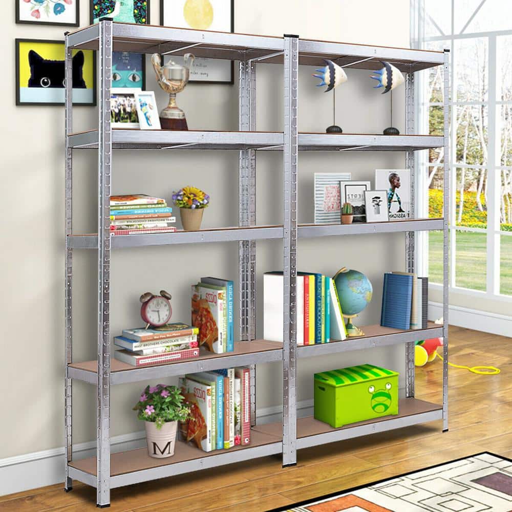Heavy Duty 71'' Steel and MDF 5-Level Adjustable Storage Rack, 2 pcs