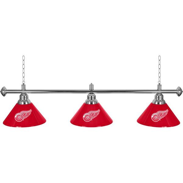 Trademark NHL Detroit Redwings 60 in. Three Shade Gold Hanging Billiard Lamp