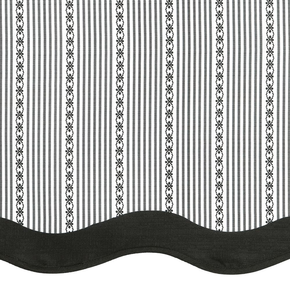 Black and White Polyester Rod Pocket Tier Curtains with Valance