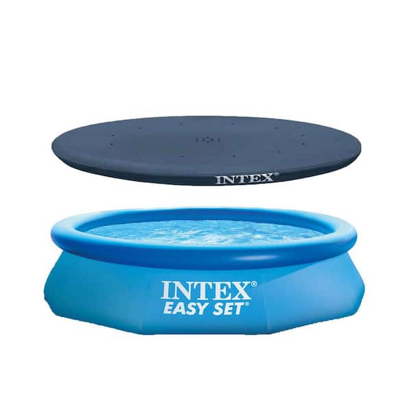 Intex 10 ft. x 30 in. Round Easy Set Above Ground Inflatable Pool, Filter, Pump and Cover