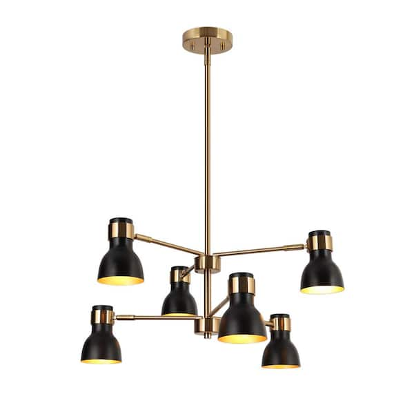 Zevni Suddly 6-Light Modern Brass Gold Adjustable Chandelier ...