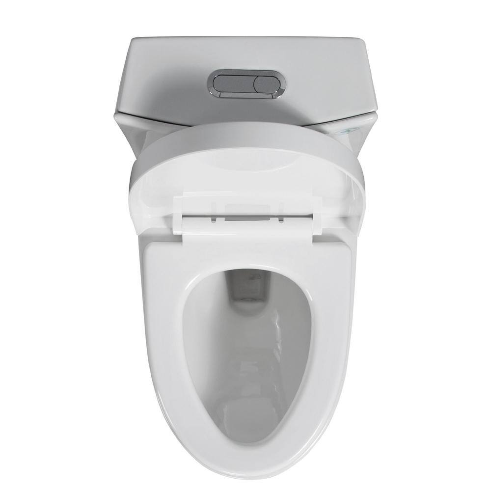 Glossy White Ceramic Dual Flush Elongated One-Piece Toilet