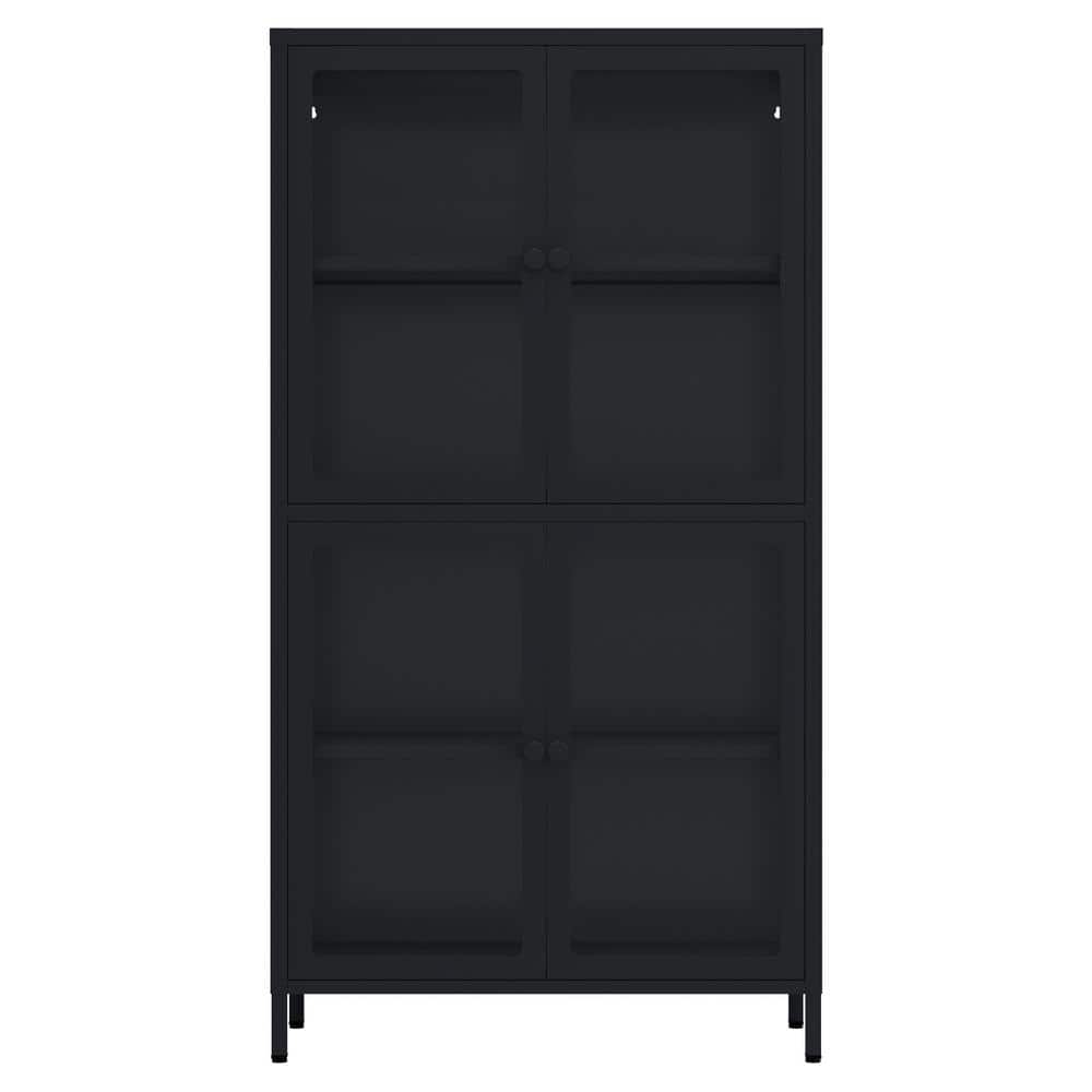 31.50 in. W x 12.60 in. D x 59.00 in. H Black Linen Cabinet with Adjustable