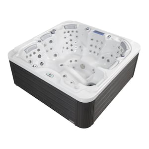 Dallas 6-Person Hot Tub 82-Jets LED Lighting Ozone Generator Sterling Silver Grey Includes Cover