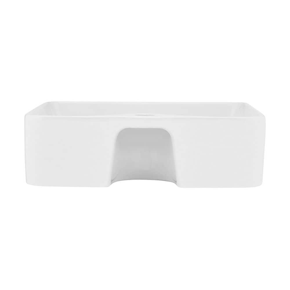 Glossy White Ceramic Above-Counter Vessel Sink, 19"
