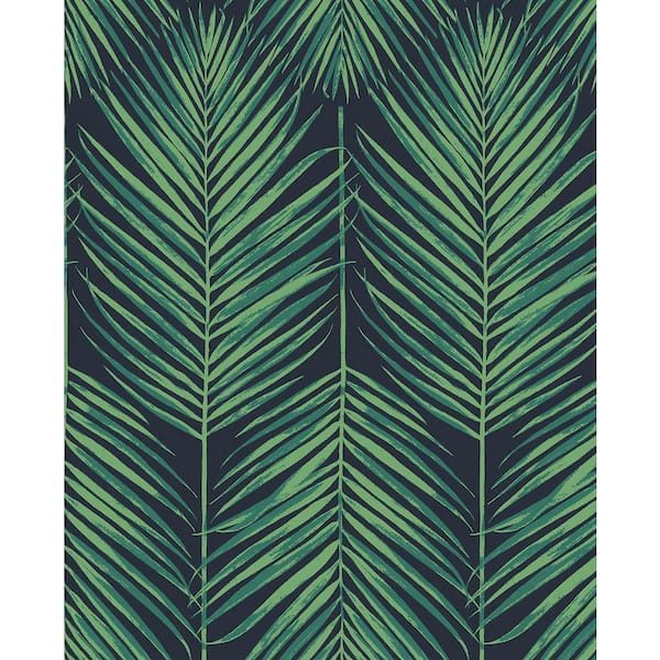 NextWall Midnight Blue and Sea Green Tropic Palm Vinyl Peel and Stick  Wallpaper Rolll (Covers  sq. ft.) NW43204 - The Home Depot