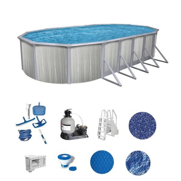 Marion 18 ft. x 33 ft. Oval 52 in. Deep Hard Sided Above Ground Deluxe Pool Package