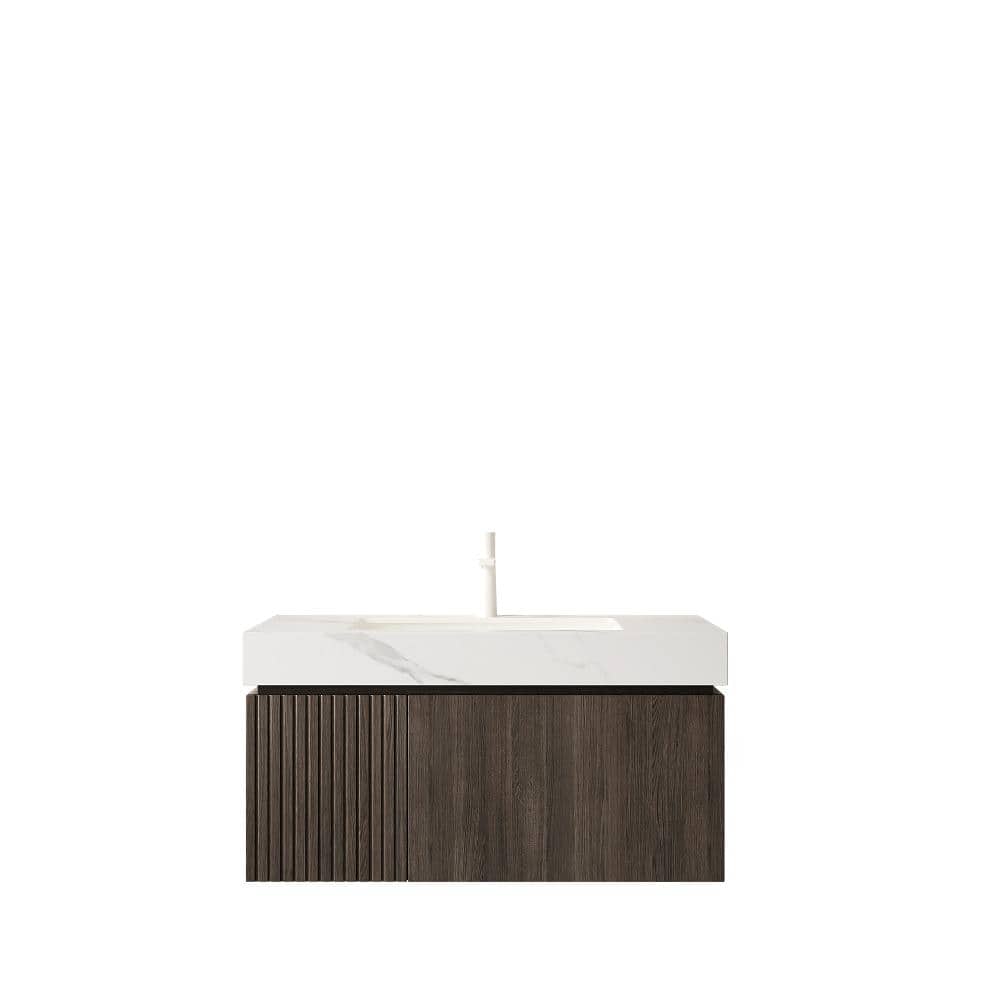 36 in. W x 19 in. D x 18 in. H Floating Bath Vanity in Espresso with Carrara White Sintered Stone Top price history on PriceWatchPro