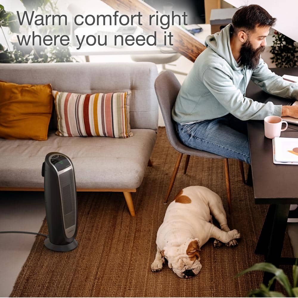 Lasko 23" Black Ceramic Electric Tower Heater with Remote
